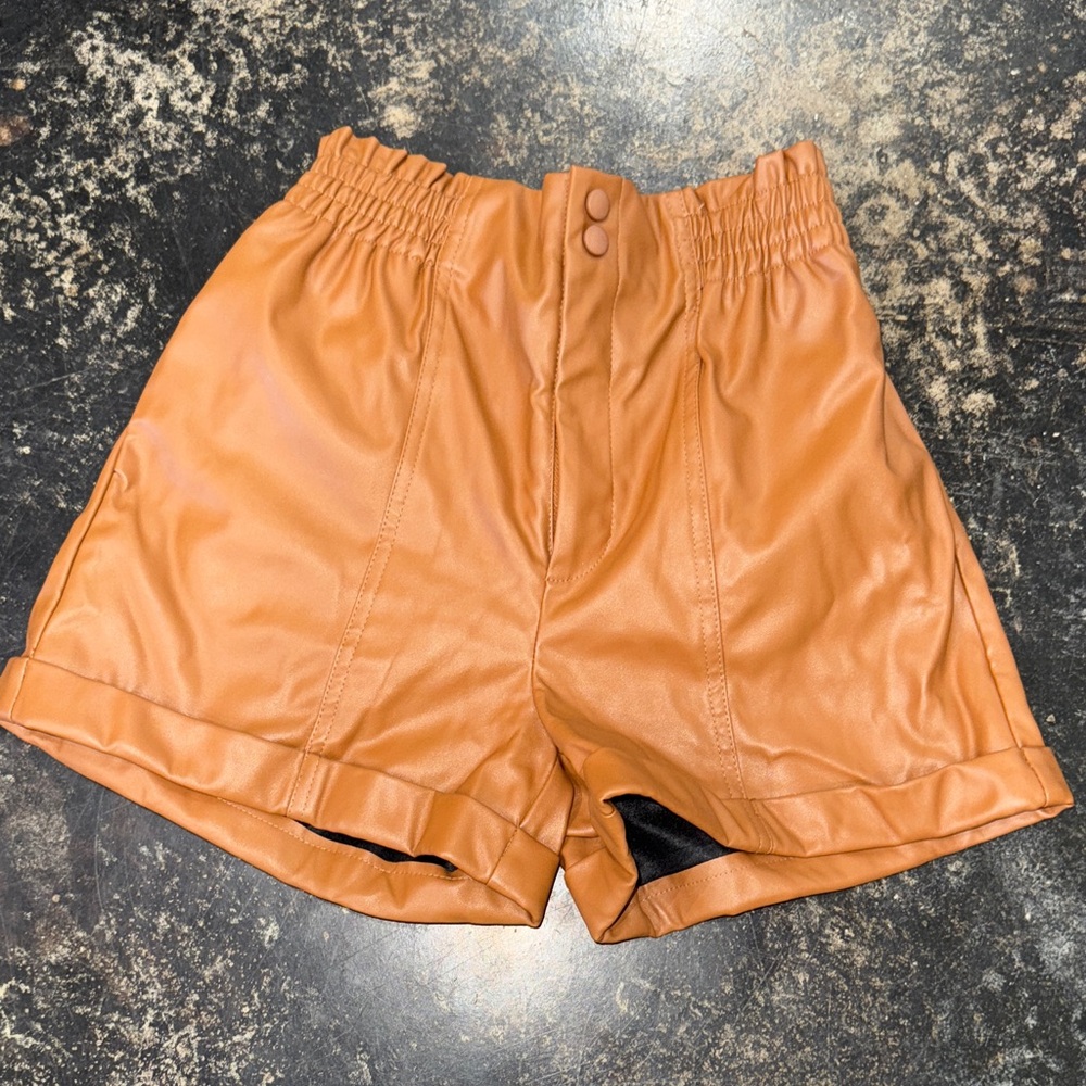 Tan Women's Leather Shorts